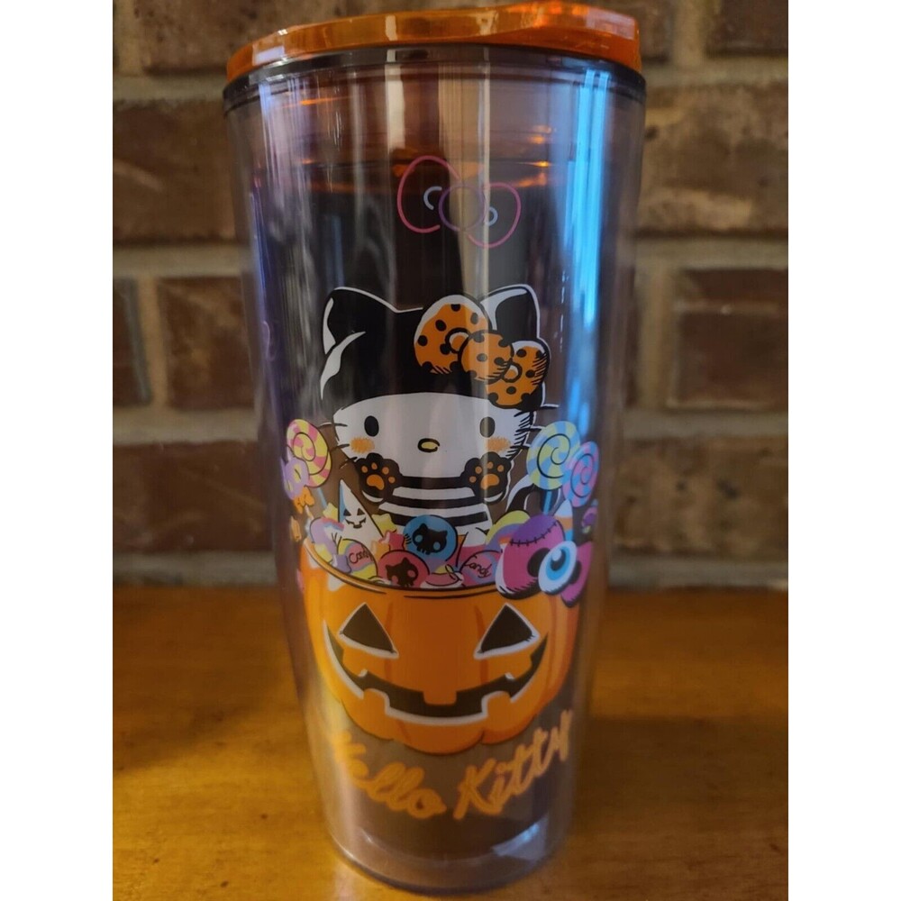 New 2023 Halloween Hello Kitty Plastic Tumbler w/Lid Robber Costume - Homegoods
